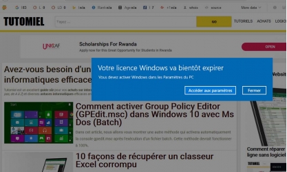 Problème résolu: « Votre licence Windows va bientôt expire »